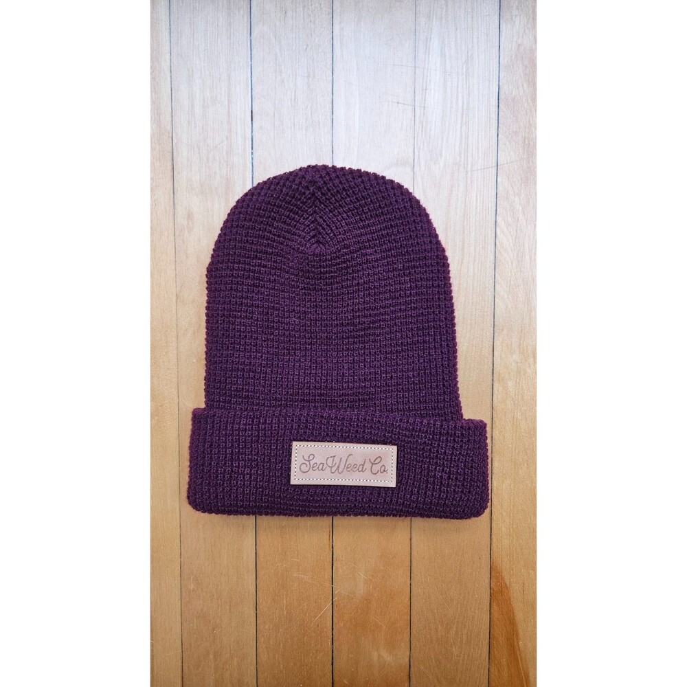 Sea Weed Co. Purple/Burgundy Waffle Knit Cuffed Beanie